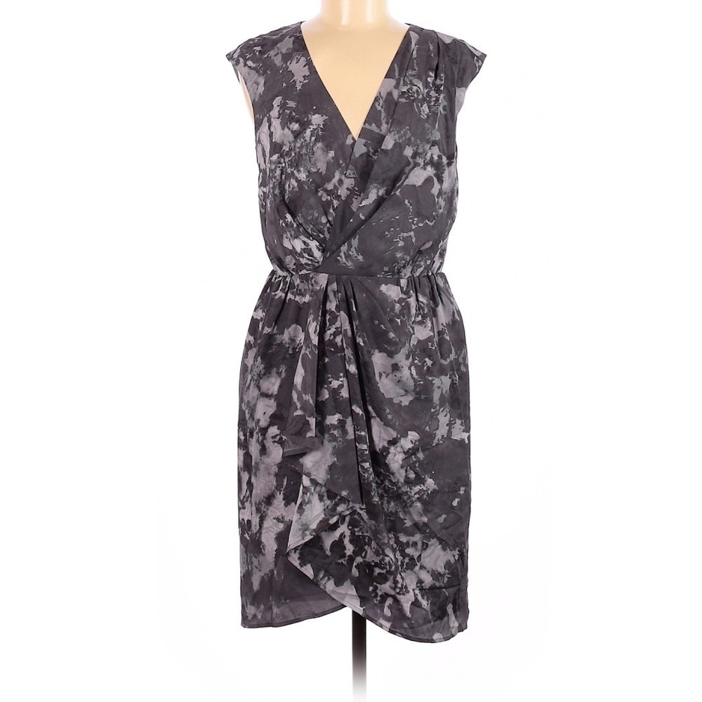 LOFT faux wrap gray print dress